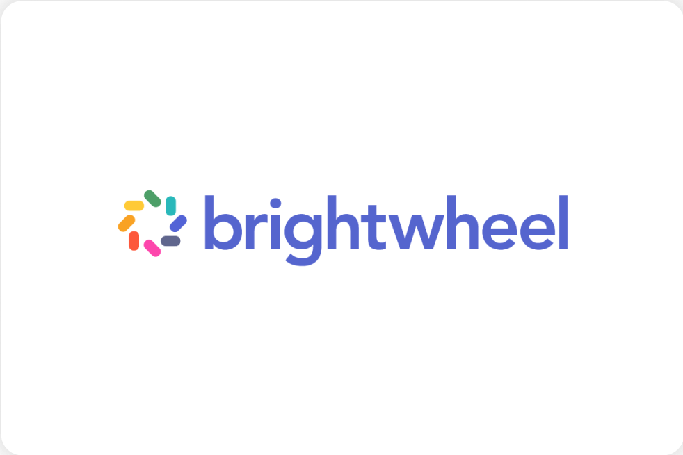 Rainbow wheel next to blue text reading 'Brightwheel'.