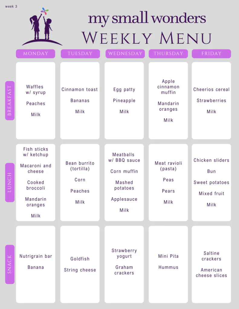 Weekly Food Menu - Week 3
